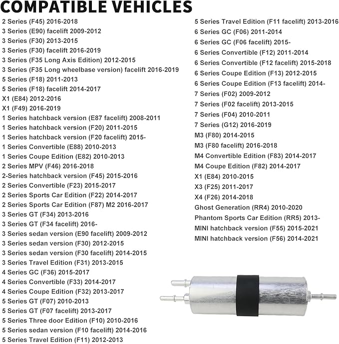 Fuel Filter For Bmw 120i 220i 320i 330i 430i 630i 730Li X1 M3 M4 X1 X3 X4 X5 2011-2018 For MINI 2014-2021 ONE COOPER1.2T 2.0T & with Rolls-Royce Gust 16127451424 16127233840 KL970