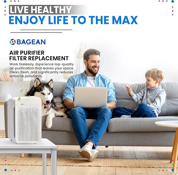Bagean C545 HEPA Filter S Compatible with Winix Air Purifier Filter Replacement 1712-0096-00 - Certified H13 True HEPA with Activated Carbon Filters 99.97% Particles and Purifies Air (1-Set)