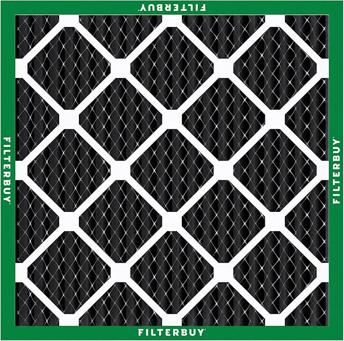 Filterbuy 14x14x1 Air Filter MERV 10 Odor & Allergy Defense with Activated Carbon (4-Pack), Electrostatic Pleated HVAC AC Furnace Filters Replacement (Actual Size: 13.75 x 13.75 x 0.75)