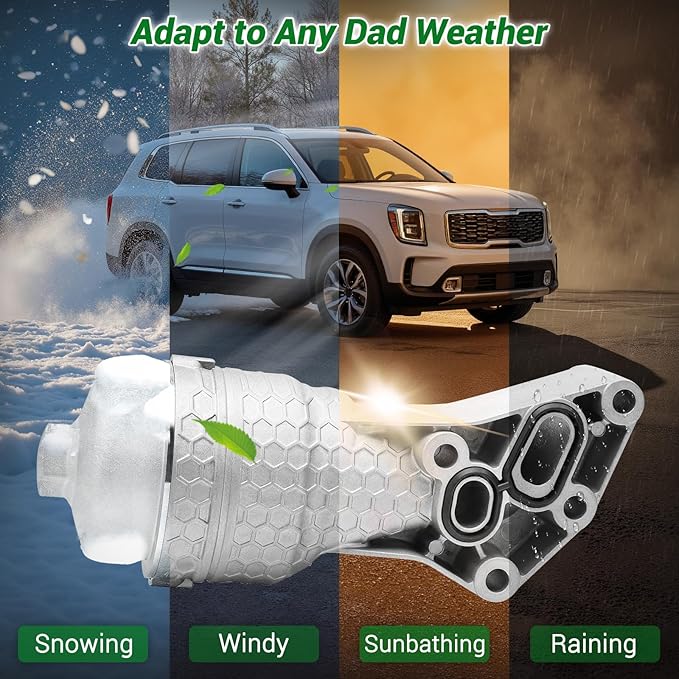 Leak-Proof Aluminum Oil Filter Housing Kit - Perfect Fit Upgrade for Hyundai/Kia/Genesis! Stops Leaks for Life, Quick Install. Fits Palisade/Sorento/Telluride etc. (Part#26300-3LAA0) Now!