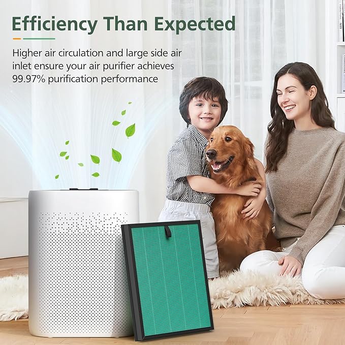 2-Pack MK-D05 Air Fil-ter Replacement for MK-D05 Air Cleaner Puri-fier, 4-in-1 Filtration with Advanced HEPA Filt-er and Carbon Filt-er, Green (Pet Dander Version)