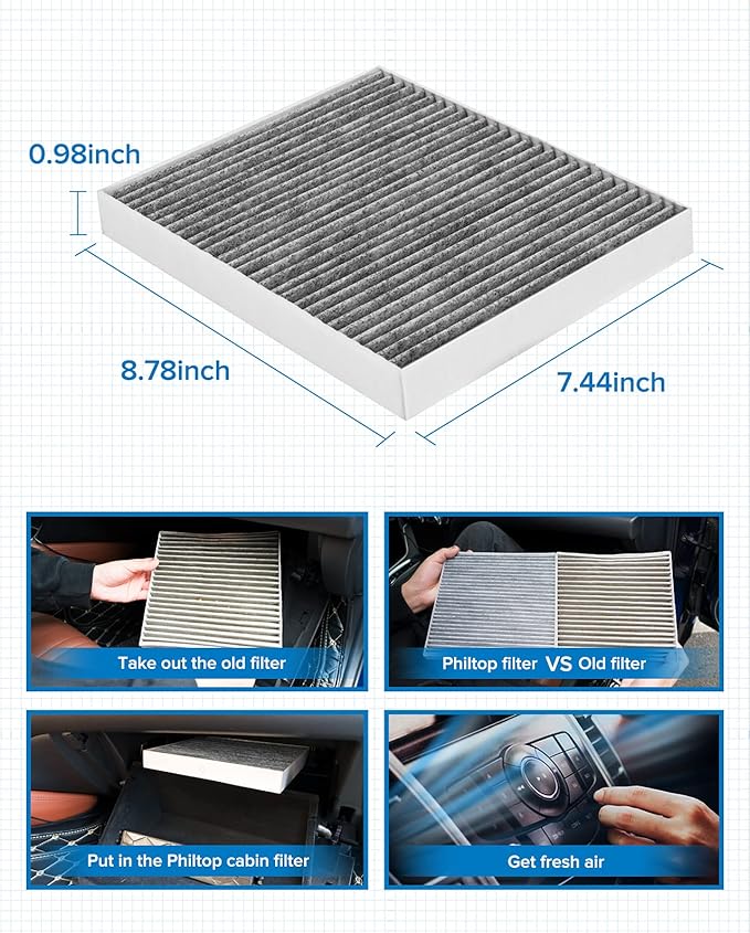 PHILTOP Cabin Air Filter w/Activated Carbon, Compatible with CF11176 Ford Explorer, Taurus, Police Interceptor Utility, Flex, Police Interceptor Sedan, Police Responder Hybrid