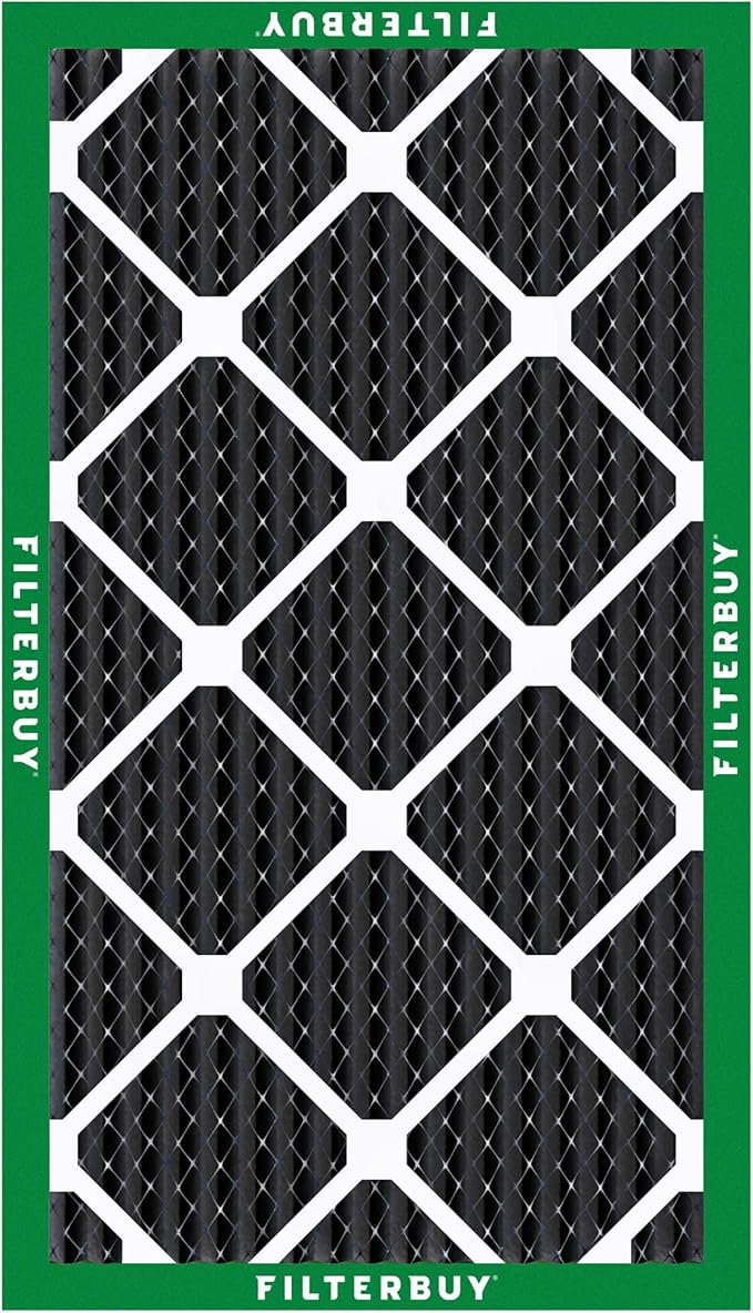 Filterbuy 17x25x1 Air Filter MERV 10 Odor & Allergy Defense with Activated Carbon (4-Pack), Electrostatic Pleated HVAC AC Furnace Filters Replacement (Actual Size: 16.50 x 24.50 x 0.75)