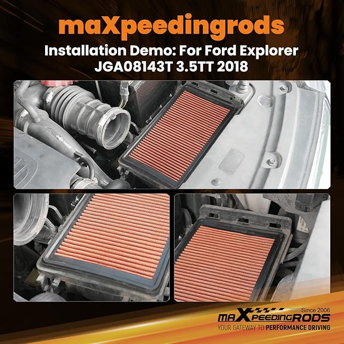 maXpeedingrods MX-2395 High Performance Engine Air Filter Washable & Reusable, Requires No Oil for Ford Edge Explorer Flex Fusion 2010-2024, for Lincoln MKT Aviator MKZ MKS 2007-2016 7T439601AA