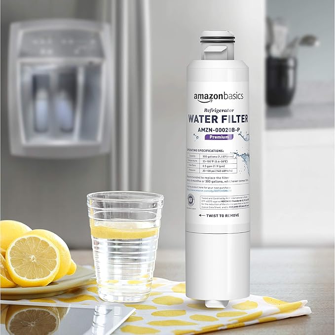 Amazon Basics Replacement Samsung DA29-00020B Refrigerator Water Filter Cartridge, NSF Certified, Reduces Contaminants, 3-Pack