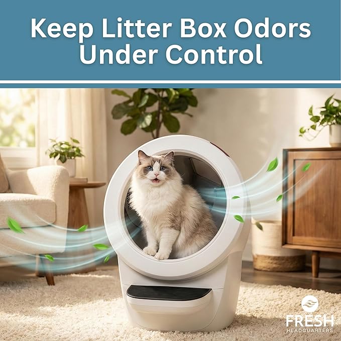 Pre-Cut Activated Charcoal Filter - Compatible with Litter Robot 5, Evo and Litter Robot 4 Carbon Filters for Odor Control, Deodorizer & Dust Reduction Made in USA - 6-Pack