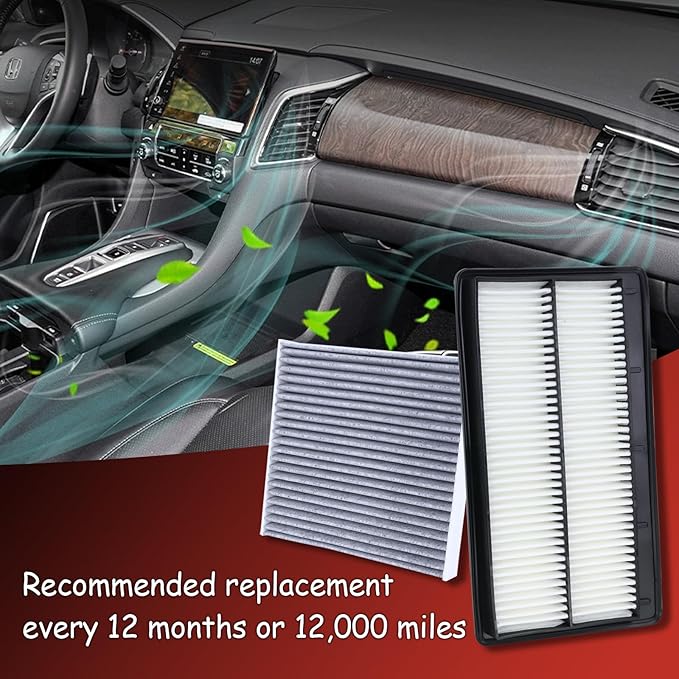 17220-61A-A00 Engine Air Filter and 80292-TF0-G01 Cabin Air Filter kit Compatible with 2023-2025 Honda Pilot 3.5L 2022-2025 MDX 3.5L Replaces ST50144 WA11509 CF11182 80291-T5R-A01