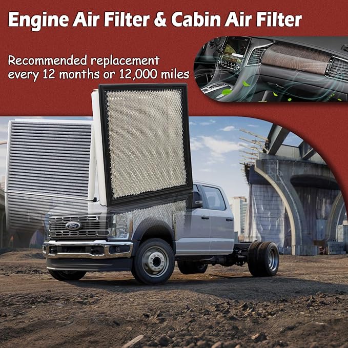 FA1950 Engine Air Filter and FP79 Cabin Air Filter kit Compatible with 2020-2025 Ford F250 F350 Super Duty 2020-2024 F450 F550 F600 Super Duty Replaces WA10906 CF12150