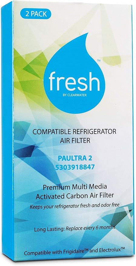 FRESH Paultra2 Refrigerator Air Filter Replacement for Frigidaire, Pureair Ultra 2, Pure Air Ultra 2, Pureair Ultra ll, Electrolux 242047805, 5303918847, EAP12364179 (2 Pack) Air filter by MIST