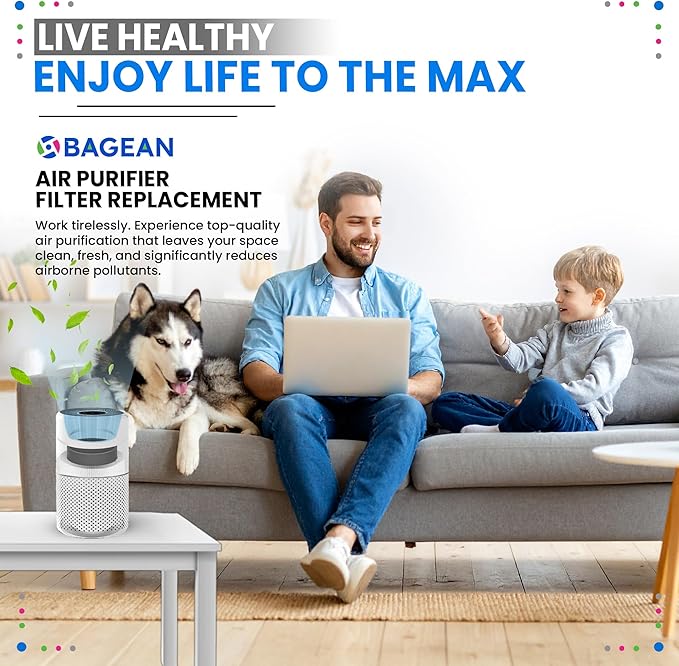 Bagean Core P350 HEPA Replacement Filter for Levoit Core Air Purifier - Compatible with Levoit Filter Replacement Core 300 - H13 True HEPA with Carbon Filters 99.98% Particles and Purifies Air (2-Pk)