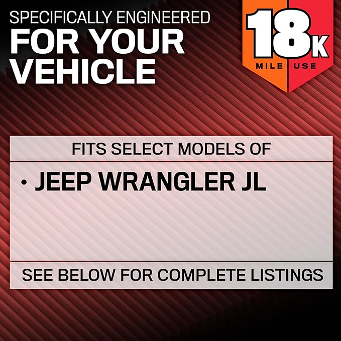 K&N Engine Air Filter: Long Life 18,000 Mile Replacement Air Filter: Compatible with 2018-2021 Jeep Wrangler JL and Gladiator, KNA-5076