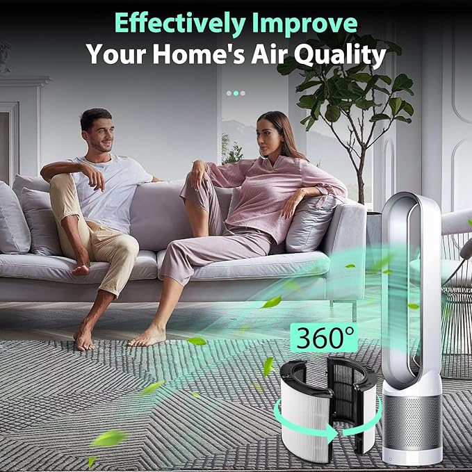 FFsign 360°Combi 2 in 1 HEPA and Carbon Replacement Filter Compatible with Dyson TP06 HP06 PH02 PH01 PH03 PH04 HP09 TP09 HP07 TP07 TP10 HP10, H13 Grade True HEPA Replacement Filter, 1 Pack