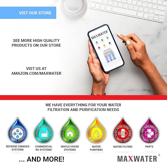 (2 Pack) Ph+ Alkaline, Mineral, Far infrared 5 in 1 Max Water filter, compatible with most pH Reverse Osmosis Water Filtration Systems
