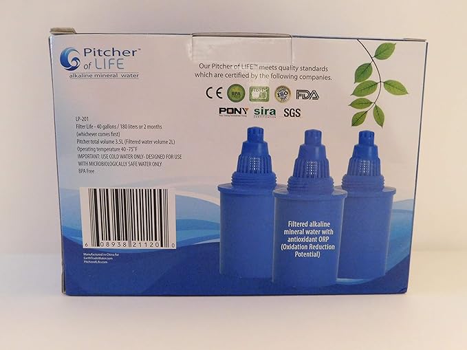 Pitcher of Life Alkaline Water Pitcher Replacement Filters - 3 Pack
