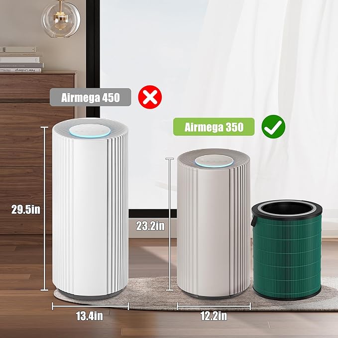 Airmega 350 Filter Replacement Compatible with Coway Airmega 350 Air Purifier, 3-in-1 True Hepa and Deodorization Replacement Filter