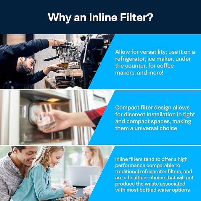 SpiroPure SP-IM120QC Inline Alkaline Carbon Water Filter, MineralPlus Remineralization, 1/4" Quick-Connect 2” x 10”, Remineralizing for RO System, Refrigerators (1 Pack)