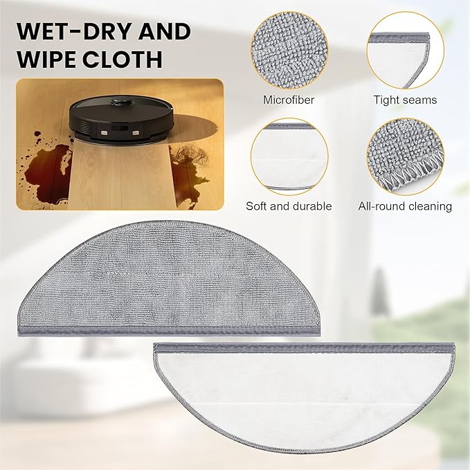 20 Pcs Replacement Kit for Q10 X5 Robot Vacuum, 2 Main Brush, 4 HEPA Filter, 6 Mop Pads, 6 Side Brush, 1 Cleaning Brush and 1 Screwdriver