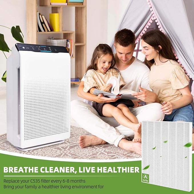 115115 HEPA Replacement Filter A for Winix Plasmawave Air Purifier C535 5300 5300-2 5500 6300 6300-2 P300 C909 9800, 3 C535 HEPA Filters + 6 Activated Carbon Filters