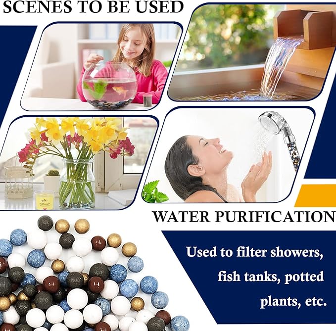 (6pack) Slirceods Replacement Shower Head Beads,for Hard Water, Mineral Stone Beads for Purifying Water, Filters Chlorine and Other Impurities