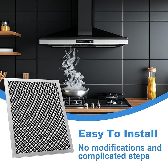 RLX6100 Range Hood Charcoal Filter Compatible with Broan Nutone Replacement SL6200H RL6200 SM6500, 8.4x11.2x0.36 Inch