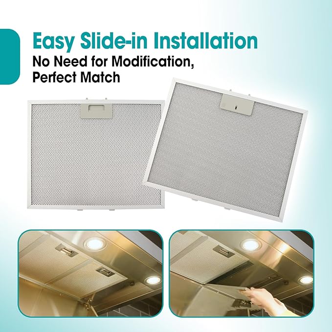 2 Pcs Aluminum Range Vent Hood Grease Filter Replace WB02X11011 Fit for GE Hood Filter JV636H1SS JV636H2SS JV535H1BB JV535H1CC JV535H1WW JV535H2BB JV535H2CC And More, 14-1/2" x 11-5/8"