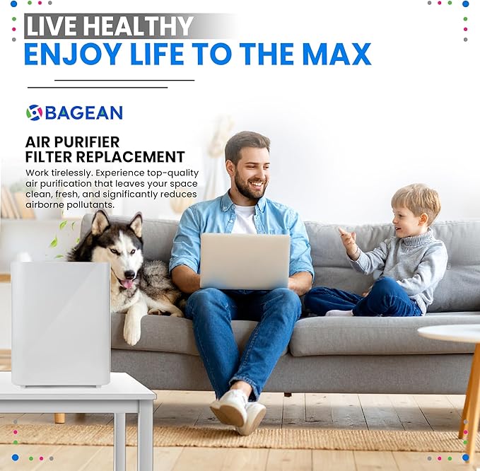 Bagean Vital 100 Replacement Filter for Levoit Air Purifier Compatible with Levoit Filter Replacement - Certified H13 True HEPA with Activated Carbon Filters 99.97% Particles and Purifies Air