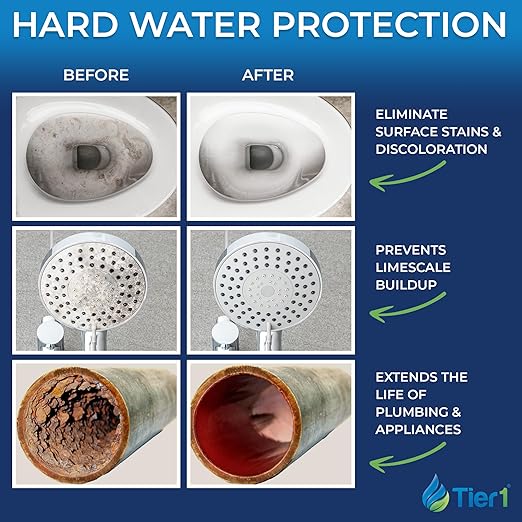 Tier1 300,000 Gallon Whole House Salt-Free Conditioner 3-in-1 with Chlorine Reduction System & Sediment Pre-Filter | Water Softener Alternative & Filtration System for 1-2 Bathrooms