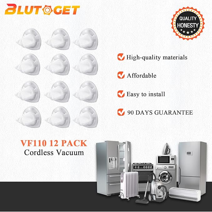 12 Pack VF110 Replacement Filter for Black and Decker Handheld Vacuum Filter Dustbuster Filter CHV1410L HHVI315JO Filter HHVI320JR CHV9610 CHV1210 CHV1510 HHVI315JO42 BDH2000L 90558113-01 by Blutoget
