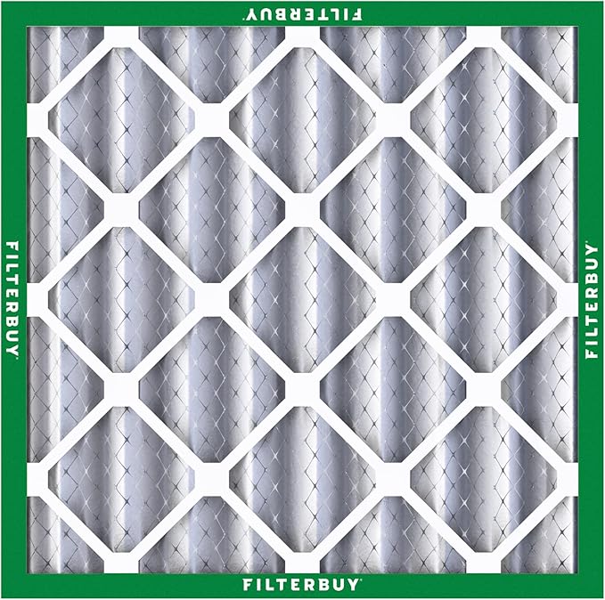 Filterbuy 25x25x4 Air Filter MERV 8 Essential Dust & Allergy Defense (3-Pack), Electrostatic Pleated HVAC AC Furnace Filters Replacement (Actual Size: 24.50 x 24.50 x 3.63)