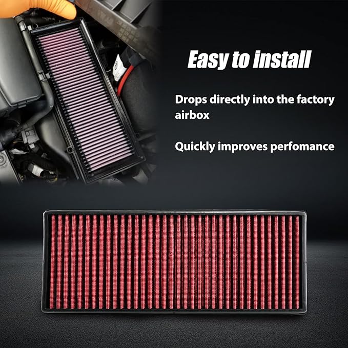 RYANSTAR RACING High-Flow Air Filter 33-2865 Compatible with Audi Volkswagen Washable and Reusable Improves Power and Throttle Response Designed for Lifelong Use