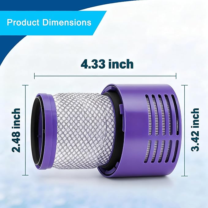 2 Pack SV27/V10 Replacement Filters for Dyson V10 Cyclone/Animal/Absolute/Total Clean/Motorhead & SV12/SV27, Compatible with Part 969082-01 + 1 Clean Brush