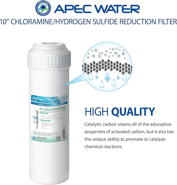 APEC Water Systems FI-CHLORAMINE Chloramine/Hydrogen Sulfide Reduction Water Filter with 10" Industry Standard Size (Replace RO 3rd Stage Filter)