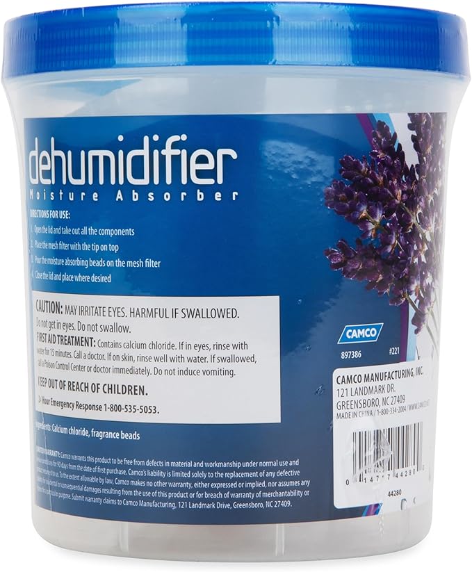 Camco Dehumidifier Moisture Absorber - Absorbs Up to 3x Its Weight in Water, Reduces Moisture and Humidity in Offices, Closets, Bathrooms, Kitchens, Boats, RVs and More – Refillable (44280)