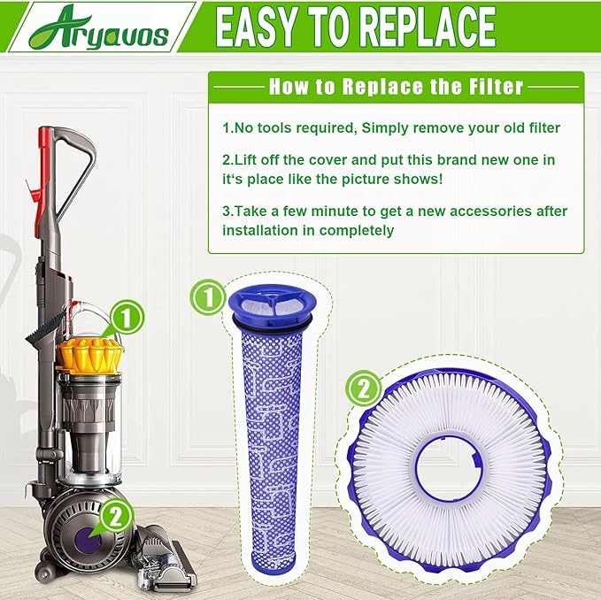 Filter Replacements for dy.son DC40, 2 Post-Motor & Pre-Motor Filters for DC42, Total Clean, UP16 Animal, UP19 Ball Multi Floor 2 Vacuum, Compare Part 923587-02 & 922676-01