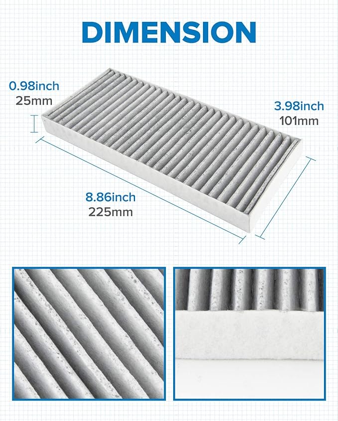 PHILTOP Cabin Air Filter w/Activated Carbon, Compatible with CF10388 Nissan TITAN 2004-2015, Armada 2005-2015, NV3500 2012-2014, NV2500 2012-2014, INFINITI QX56 2004-2010
