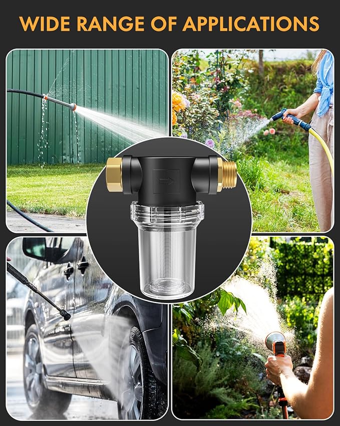Twinkle Star 2 Pcs Hose Filter, Attachment Line Garden Hose Water Filter with 100 Mesh and 40 Mesh Screen, Garden Hose Filter Pressure Washer Inlet for RV Camping Car Wash Water Hose