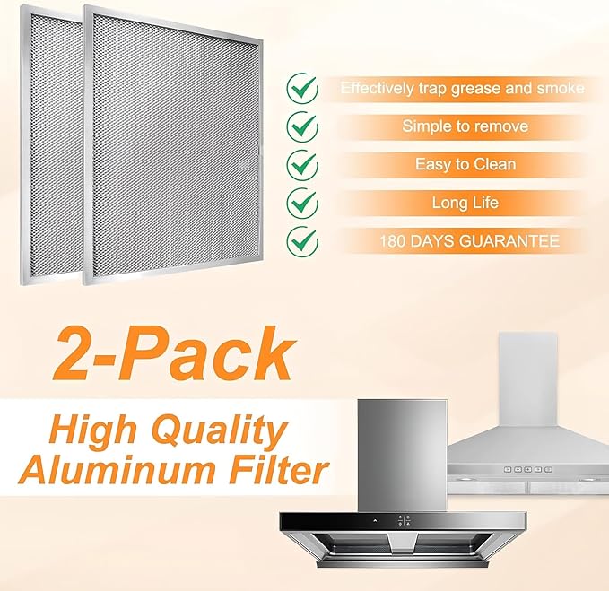 Upgraded BPS1FA30 Range Hood Filter 11-3/4" x 14-1/4", Exact Fit for Broan QS1, WS1, QS2 & Nutone 30" Hoods, 5-Layer Aluminum Grease Filter, Dishwasher Safe, Replaces 99010299, 99010305 (2 Pack)