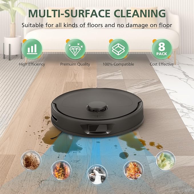 8 Pack Mop Pads for Qrevo QV 35A/ S5V/ Saros 10R/ CurvX/Edge S5A/ QV 35S/ Saros Z70/ Curv S5X/ Qrevo Slim/Qrevo MaxV/Qrevo Edge/Qrevo Curv/Qrevo S/Qrevo Pro/Qrevo Master Mop Cloth Replacement Parts