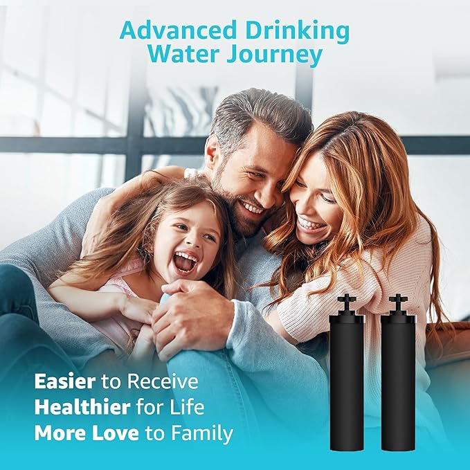 AQUA CREST NSF/ANSI 42&372 Certified Water Filter, Replacement for Berkey® Gravity Water Filter System, Berkey® Black Purification Elements, Pack of 2