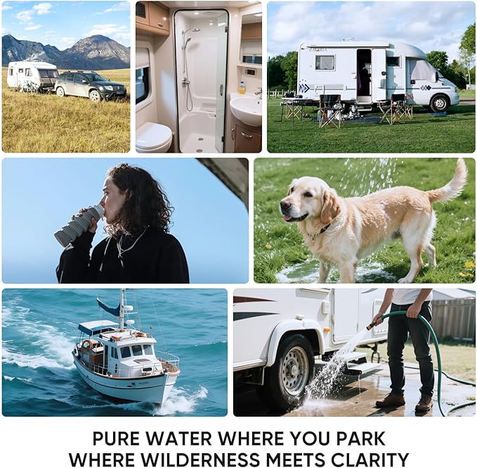 PUREPLUS RV Dual Stage Water Filter System with Grooved Sediment and Carbon Cartridges, NSF/ANSI 42 Certified, Stainless Steel 3/4" Fittings, Reduces Sediment, Chlorine, Odors and More