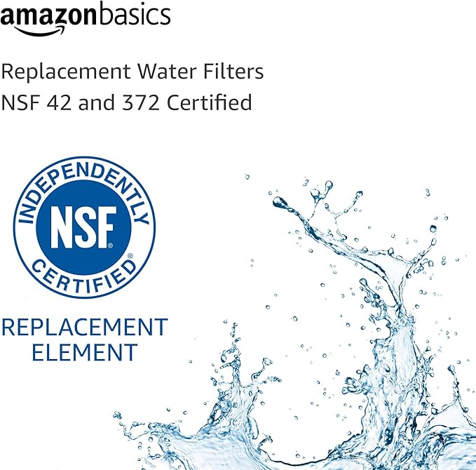Amazon Basics Faucet Water Filter Replacement, NSF Certified, Reduces Chlorine, Lead, Fluoride, Heavy Metal, Bad Taste and Odor, 3-Pack
