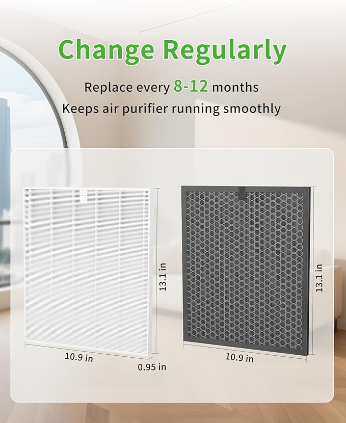 5510 5520 Replacement Filter Q Compatible with Winix 5510 5520 Air Purifiers, 5510 Replacement Filter and Activated Carbon Combo for Dust Pollen Pet Smoke, Part# 1712-0123-00, 2 Pack