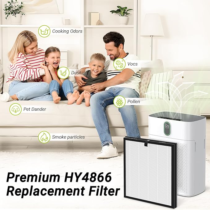 Premium HY4866 Replacement Filters Compatible with Morento HY4866, WESTHEY HY4866 and YIOU M1 Air Cleaner Purifier, 4 Packs