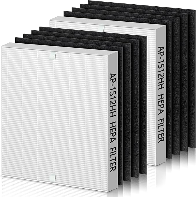 2-Pack AP-1512HH Air Purifier Replacement Filter for Coway Airmega AP-1512HH and and Airmega 200M air Purifier, 2 HEPA and 8 Pre-Filters for Airmega AP1512HH Filter