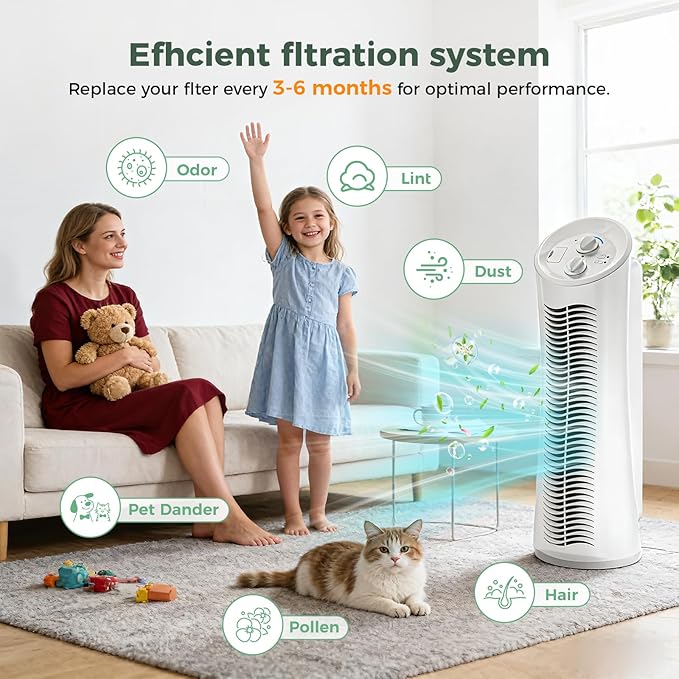 6 PACK U Filter Replacement Compatible with Honeywell HHT270, HHT290 and Compatible with Febreze FRF102B, True HEPA High-Efficiency Activated Carbon Filter for Home Large Room