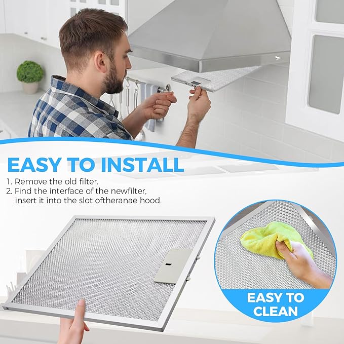 W10169961A Range Hood Filter Replacement 12" Long x 10.5" Wide - Aluminum Frame & Mesh - 2 Pack by seteams