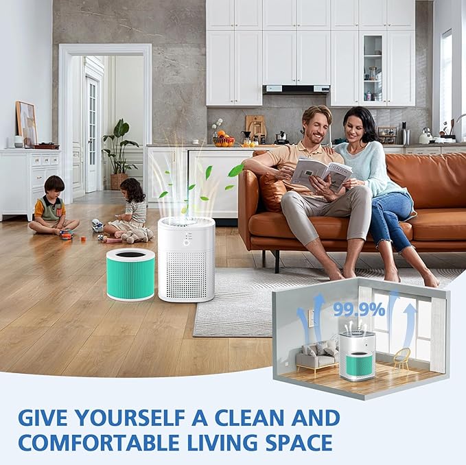 HY1800 Replacement Filter Compatible with CHIVALZ/MORENTO/Loytio/Honeyuan/AYAFATO/IOIOW HY1800 Air Purifier (4 Pack)