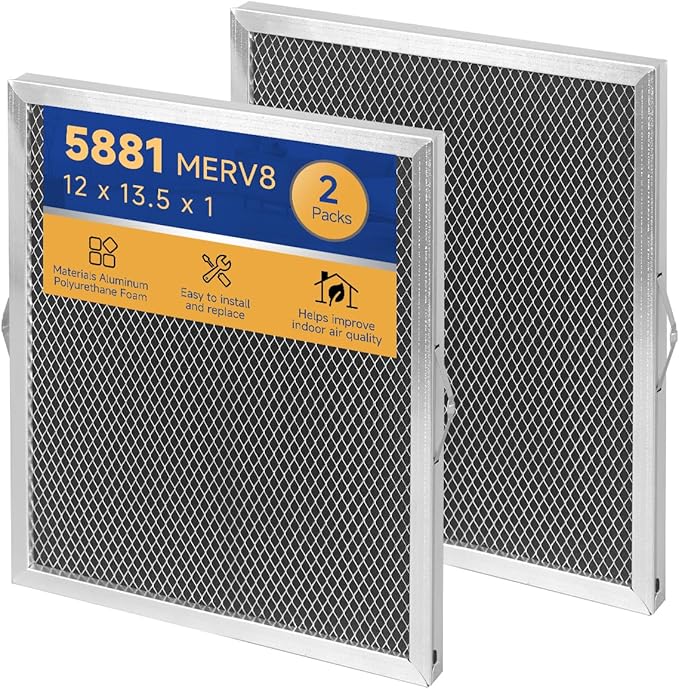 5881 Dehumidifier Filter MERV 8 Washable Compatible with Whole-House Dehumidifiers Models E100 E080 8192A and Dehumidifying Ventilator 8192A Replacement Filter 2 Packs