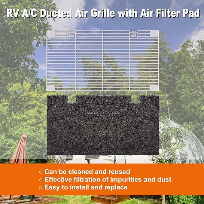 weideer RV A/C Ducted Air Grille for Dometic, Duo-Therm RV Air Conditioner Grille, RV Air Conditioner Cover with RV AC Filter Replacement for Dometic 3104928.019 Polar White 14.1" x 7.7"