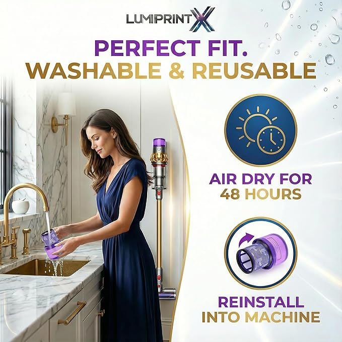 Dyson V11 Filter, 3-Pack Premium True HEPA Replacement Filters for Dyson V11, V11 Animal, V11 Completed/Absolute, Dyson-V15, V15 Filter, V15 Absolute/Submarine with Trigger Clamp, Part no. 970013-02